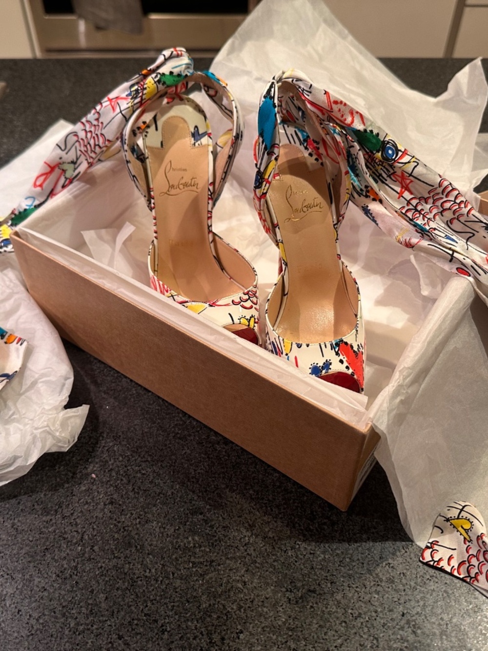 Christian Louboutin Silk Tie Heels - Picture 7 of 9